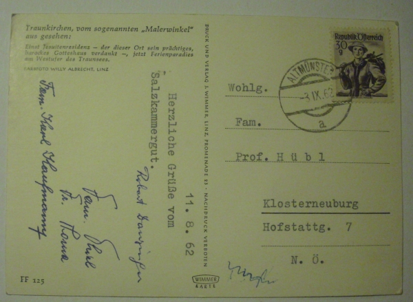 Ansichtskarte Traunkirchen, vom sogenannten "Malerwinkel" aus gesehen (1962)
